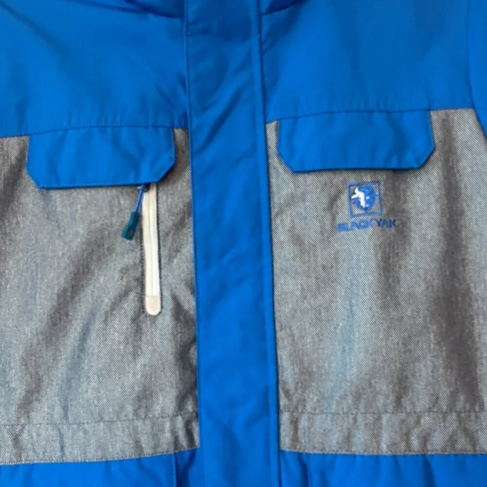 BlackYak snow jacket shell size 155 blue grey kids boys